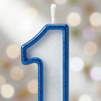 Blue Coloured Number 1 Candle