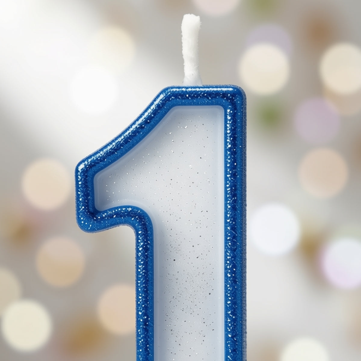 Blue Coloured Number 1 Candle
