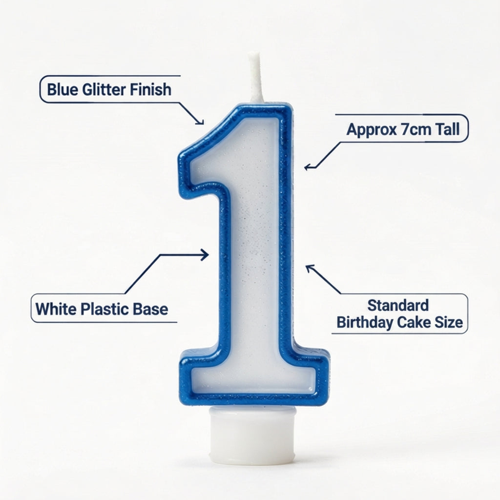 Blue Coloured Number 1 Candle