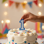 Blue Coloured Number 1 Candle