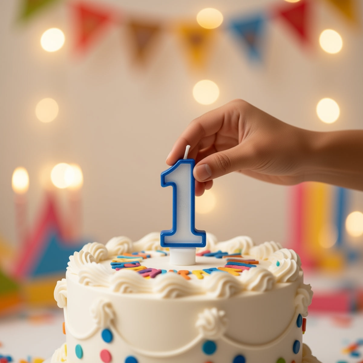 Blue Coloured Number 1 Candle