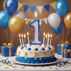 Blue Coloured Number 1 Candle