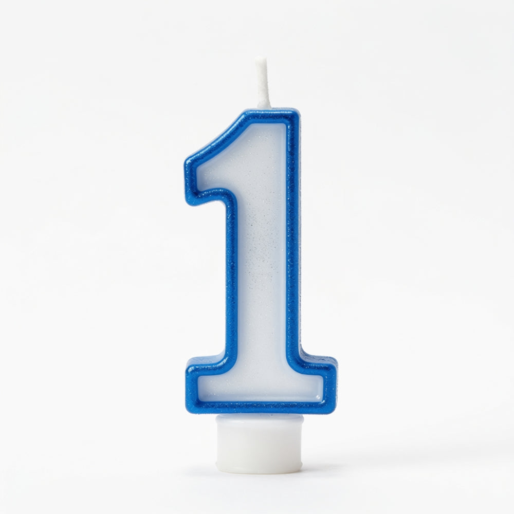 Blue Coloured Number 1 Candle