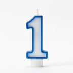 Blue Coloured Number 1 Candle