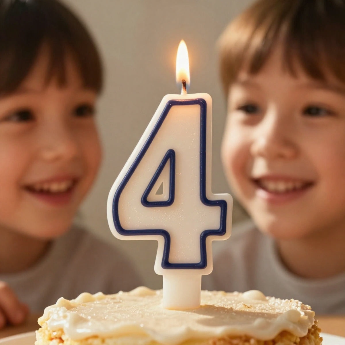 Blue Coloured Number 4 Candle