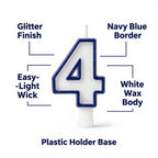 Blue Coloured Number 4 Candle