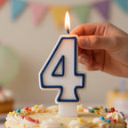 Blue Coloured Number 4 Candle