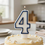 Blue Coloured Number 4 Candle
