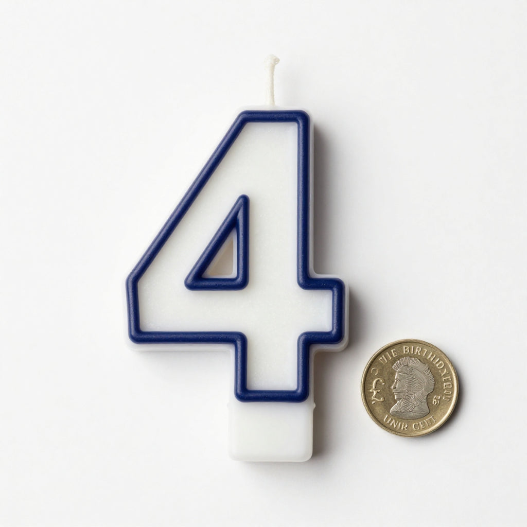 Blue Coloured Number 4 Candle