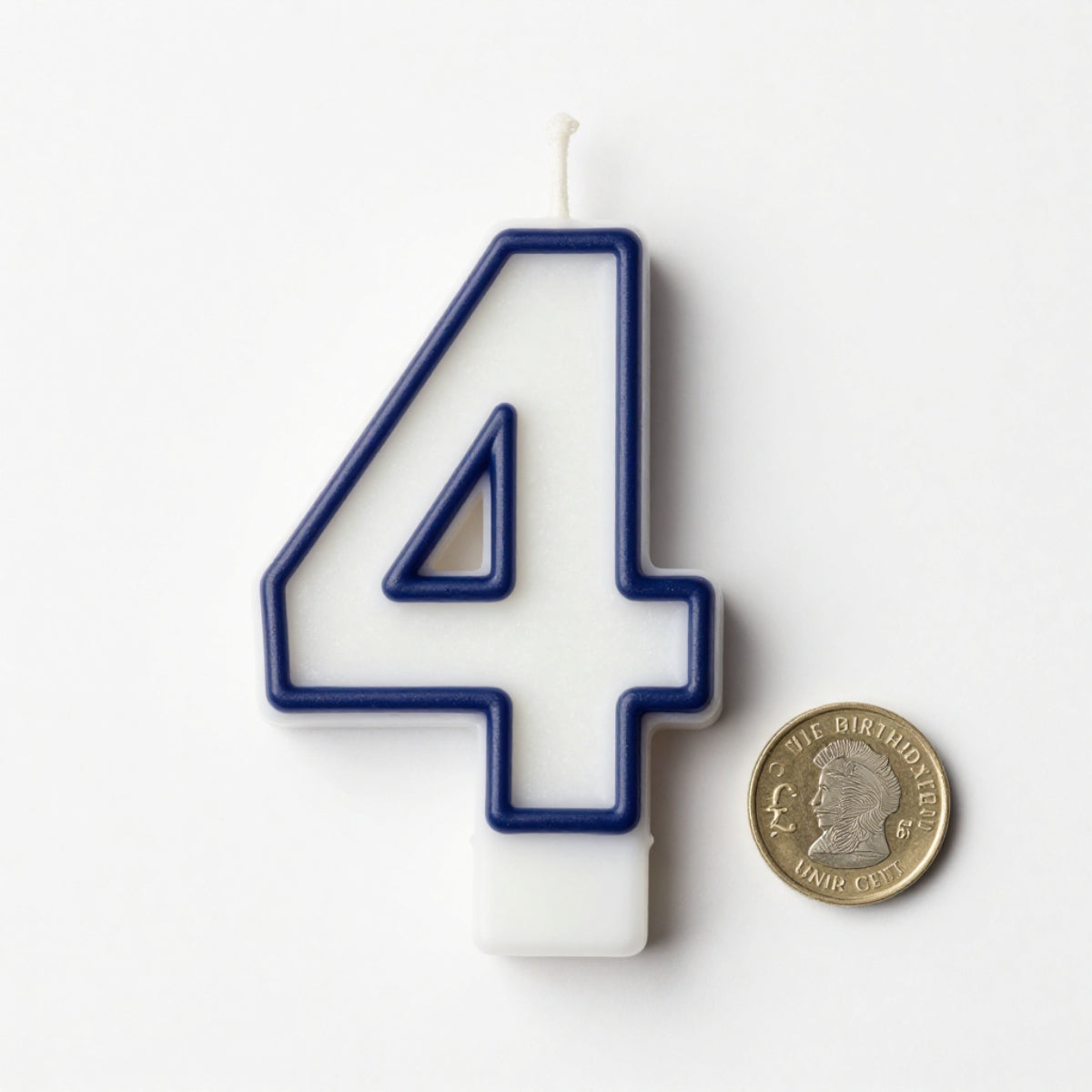 Blue Coloured Number 4 Candle