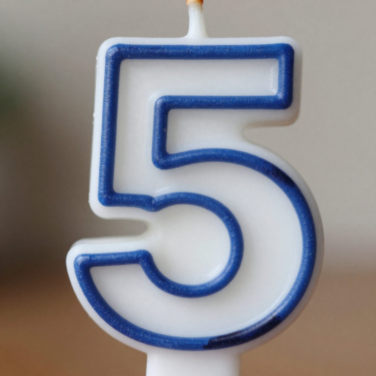 Blue Coloured Number 5 Candle