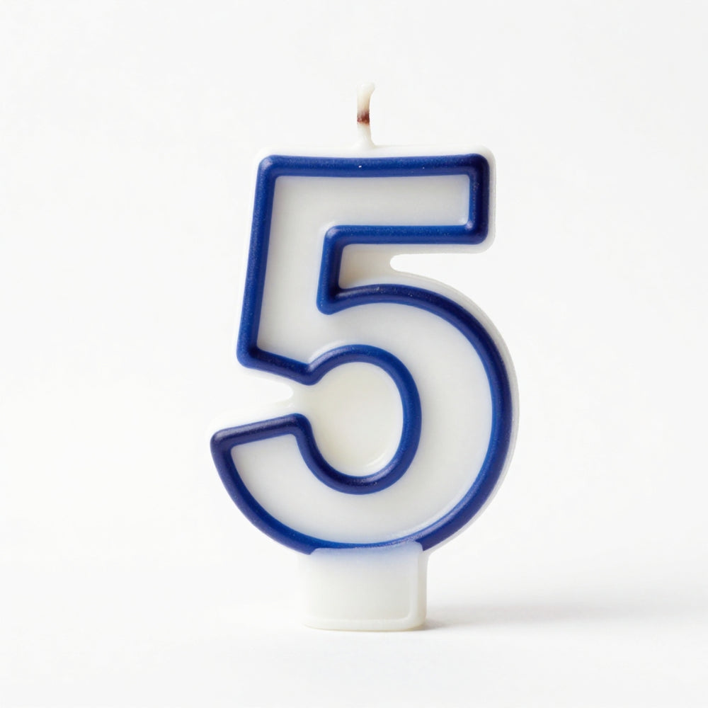 Blue Coloured Number 5 Candle