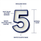 Blue Coloured Number 5 Candle