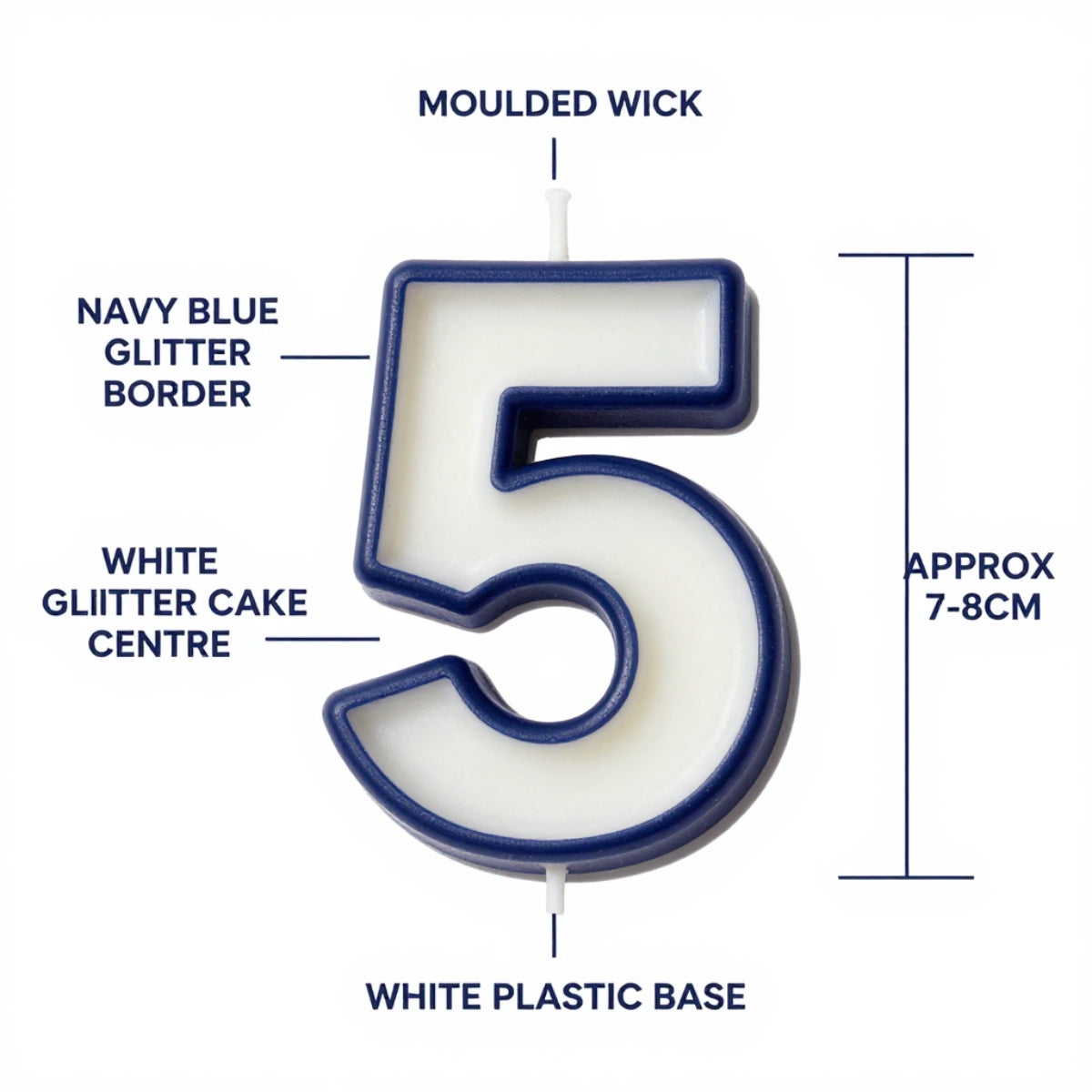 Blue Coloured Number 5 Candle
