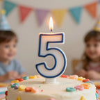 Blue Coloured Number 5 Candle