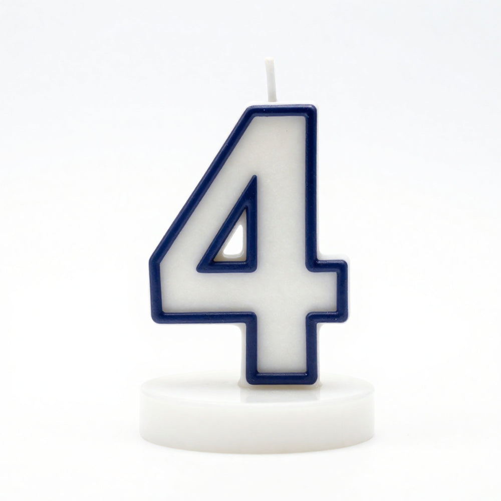 Blue Coloured Number 4 Candle
