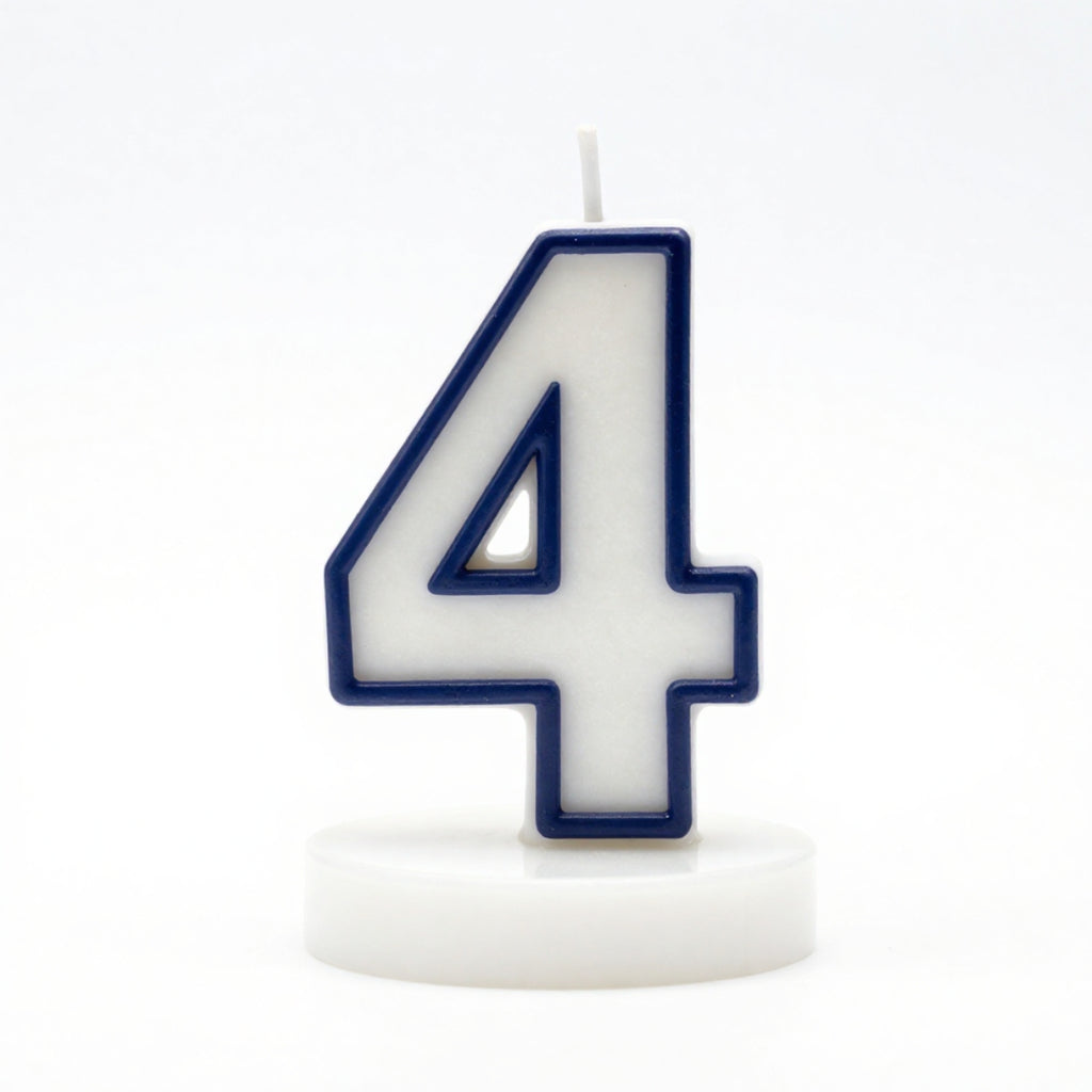 Blue Coloured Number 4 Candle