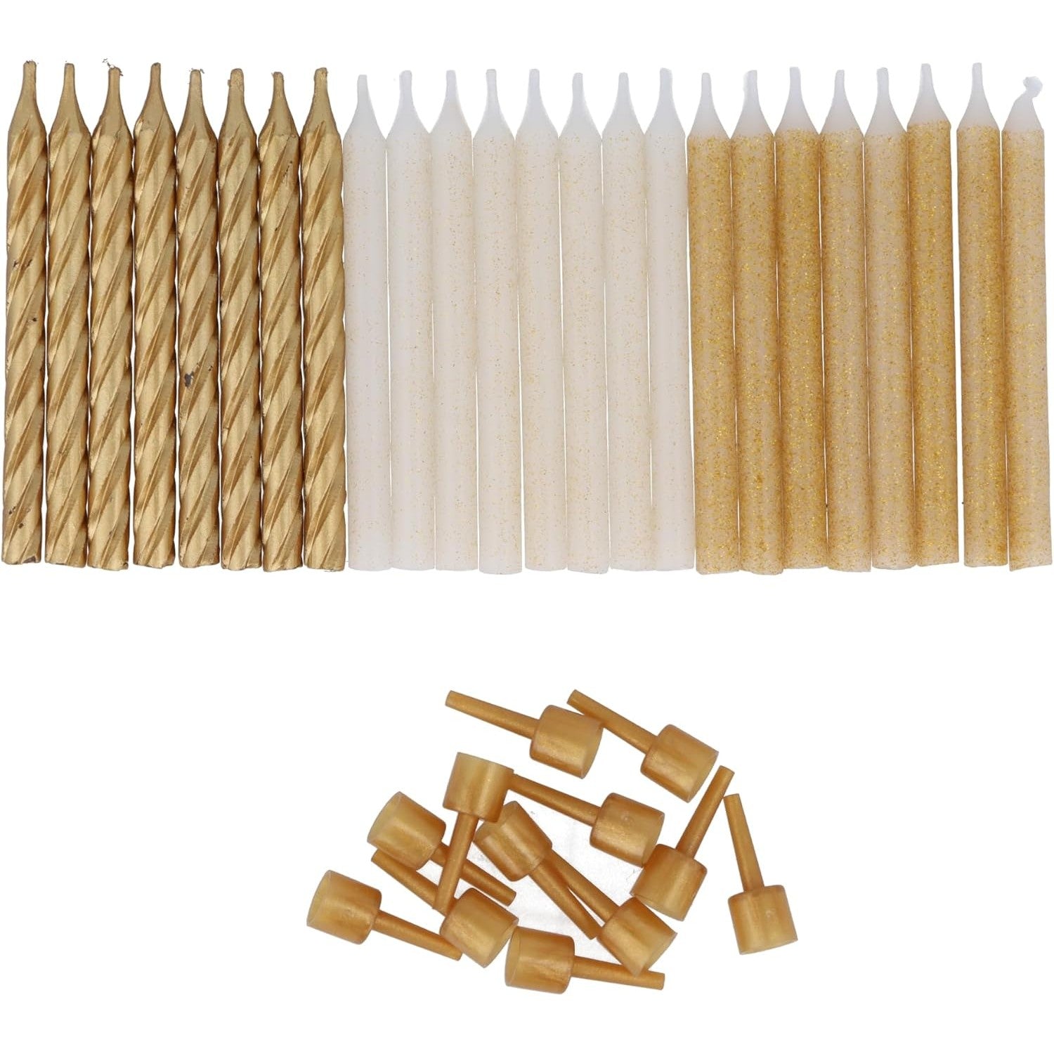 Party Candles 24 With 12 Holders 6Cm - Assorted Gold Mix | Merthyr Tydfil | Why Not Shop Online