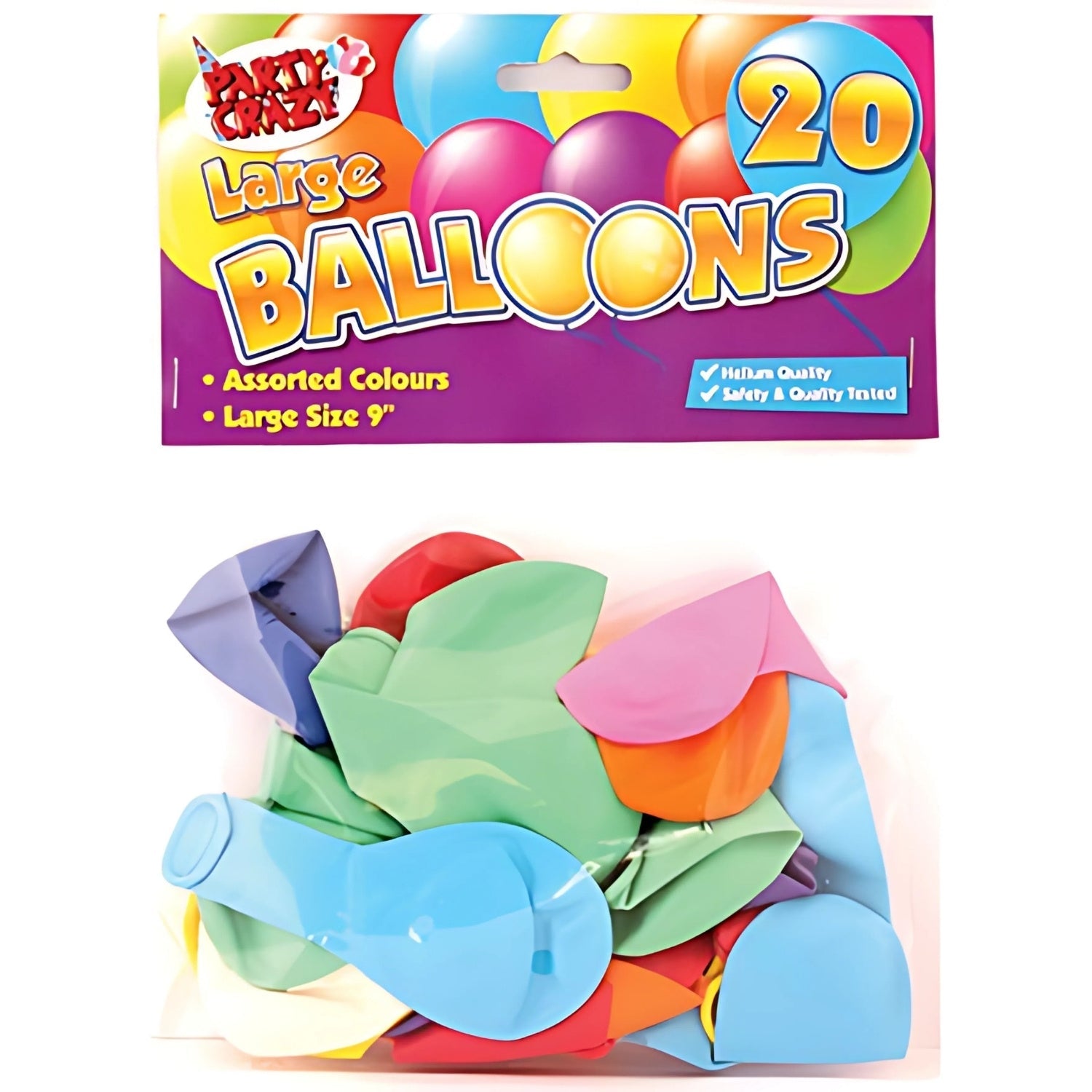 Party Craze 9" Large Balloons 20 Pack Assorted Colours | Why Not Shop