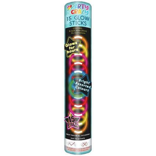 Party Crazy Glow Sticks 20cm Pack of 15 | Merthyr Tydfil | Why Not Shop Online