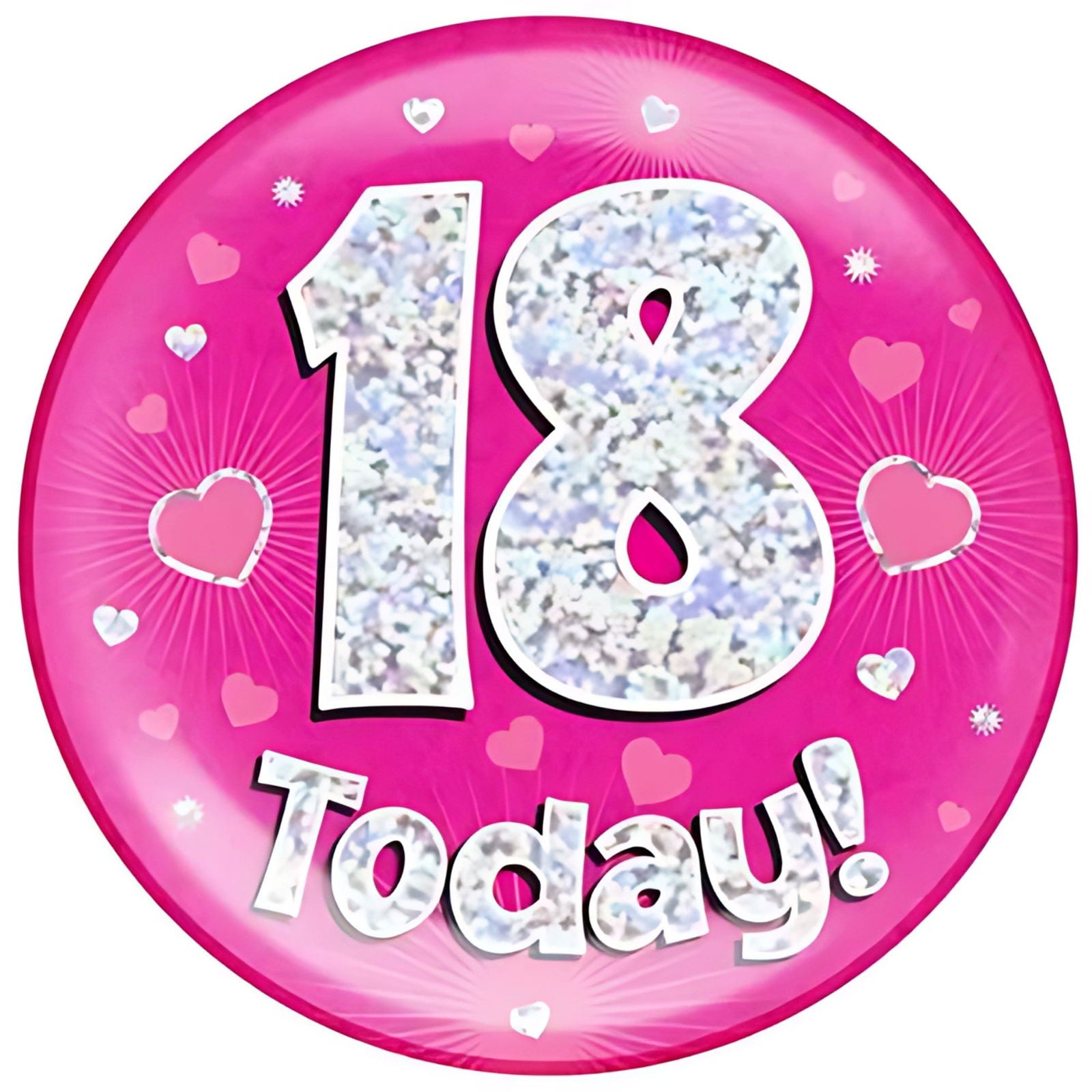 Pink 18th Birthday Jumbo Birthday Badges 6 Inches | Why Not Shop