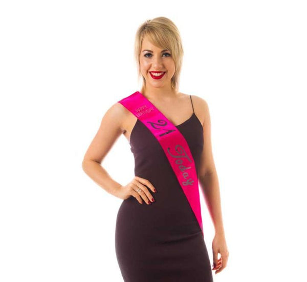 Pink Diamante 21st Happy Birthday Sash | Merthyr Tydfil | Why Not Shop Online