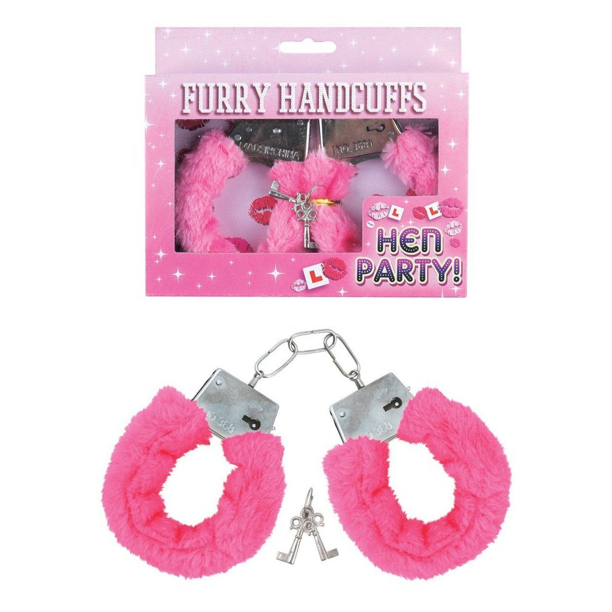 Pink Fur Hen Party Handcuffs With Keys | Why Not Shop