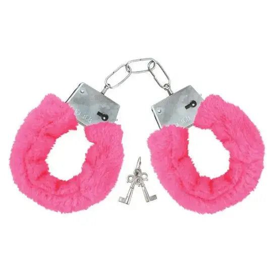 Pink Fur Hen Party Handcuffs With Keys | Why Not Shop