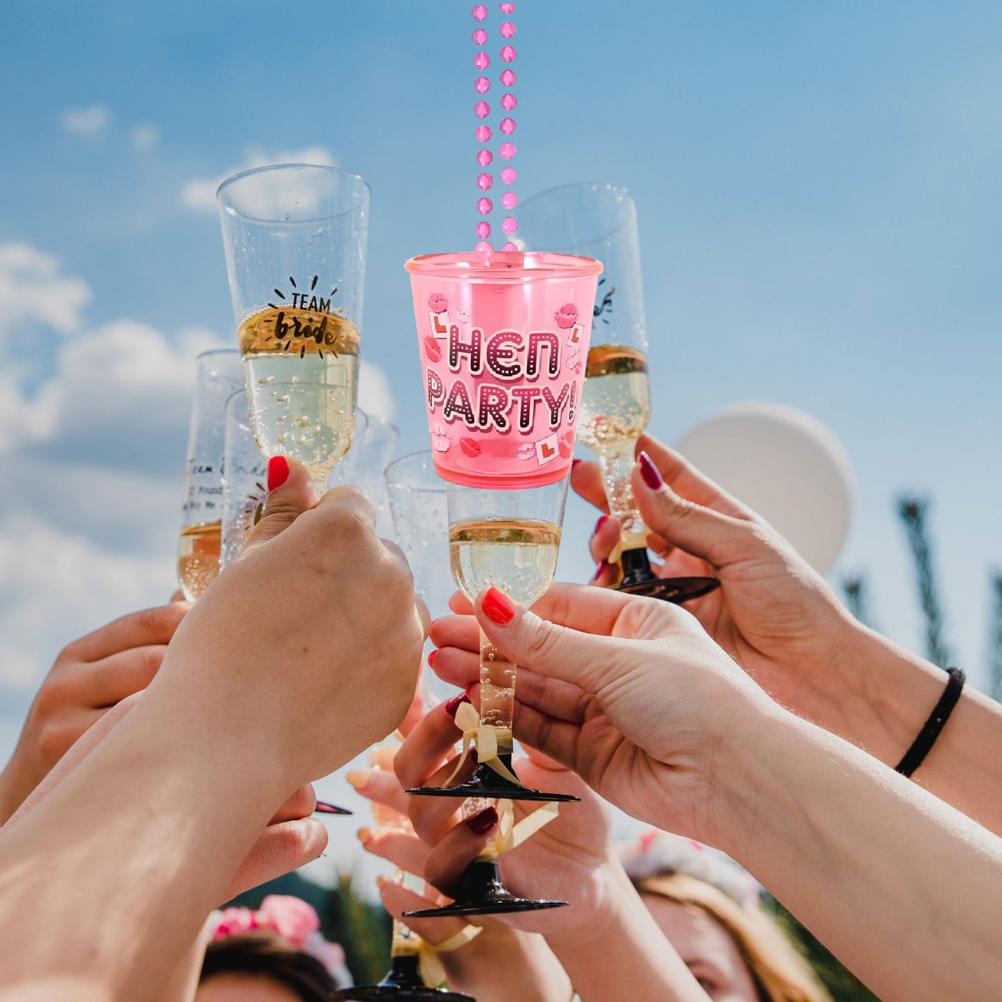 Pink L-Plate Hen Party Shot Glass On A Pink Beaded String | Why Not Shop