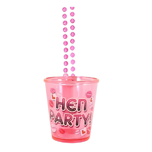 Pink L-Plate Hen Party Shot Glass On A Pink Beaded String | Why Not Shop