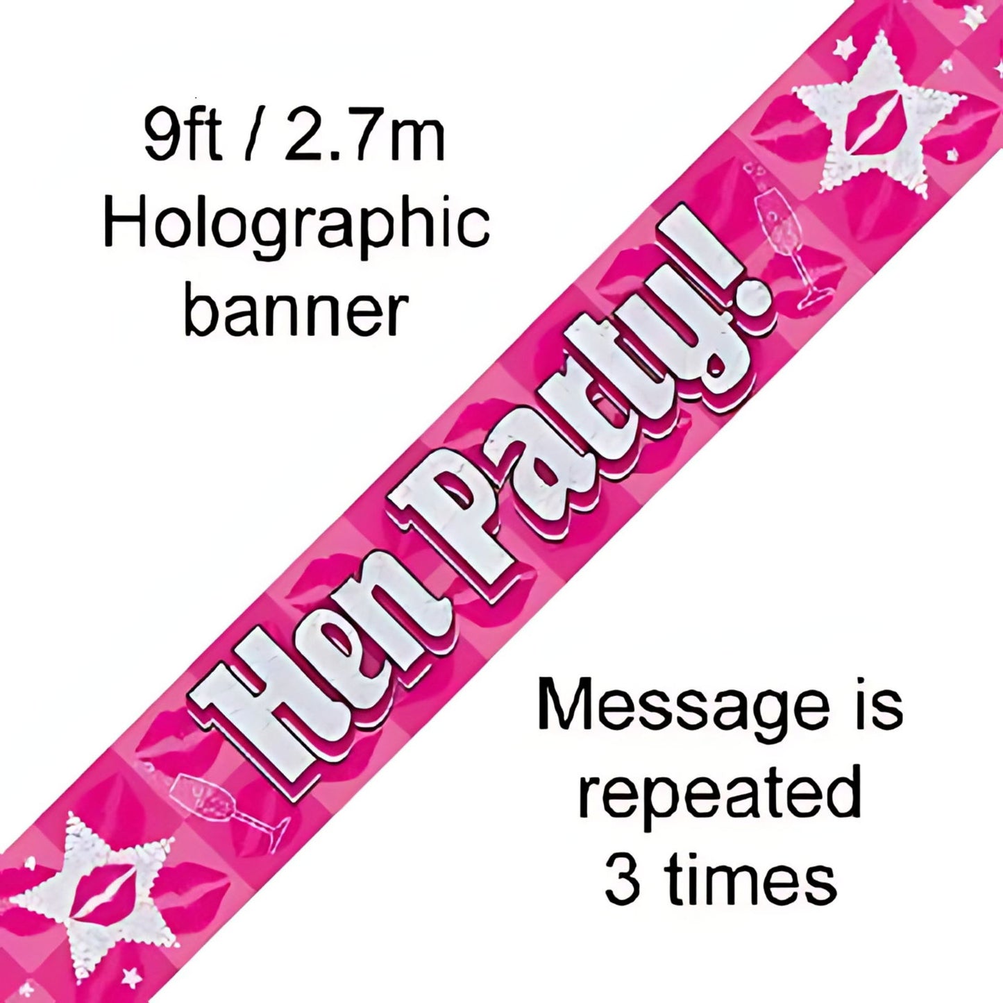 Pink Hen Party Holographic Banners | Merthyr Tydfil | Why Not Shop Online