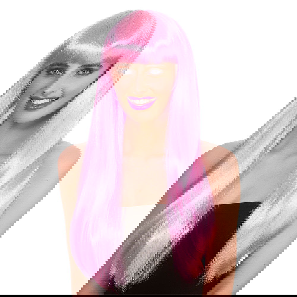 Pink Long Straight Women's Fancy Dress Wig with Fringe Fantasy | Merthyr Tydfil | Why Not Shop Online