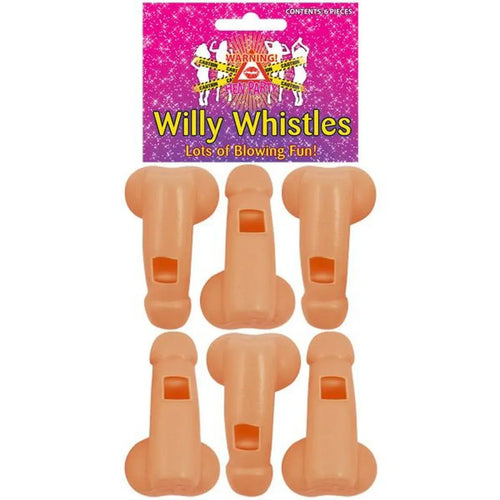 Plastic Hen Party Willy Whistles 58Mm Pack Of 6 - Why Not Shop
