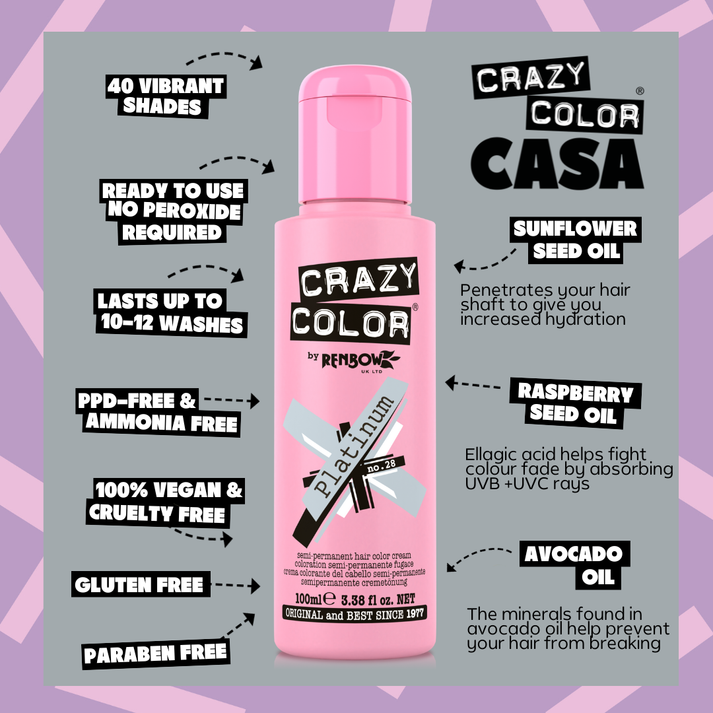 Crazy Color Platinum Semi-Permanent Hair Dye 100ml