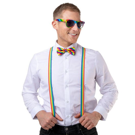 Rainbow 3 Piece Dress Up Kit, Braces, Bow Tie & Glasses | Merthyr Tydfil | Why Not Shop Online