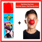 Red Nose Day Pack Red Hair Spray Red Sponge Nose - Why Not Shop