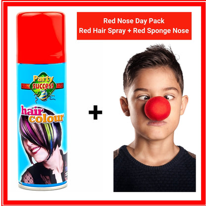 Red Nose Day Pack - Red Hair Spray + Red Sponge Nose | Merthyr Tydfil | Why Not Shop Online