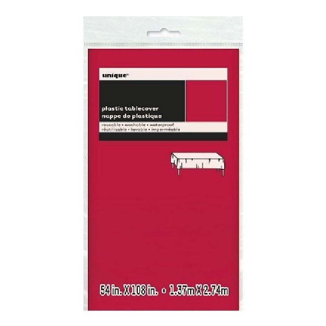Red Plastic Table Covers for Parties and Events 1.37M X 2.74M | Why Not Shop