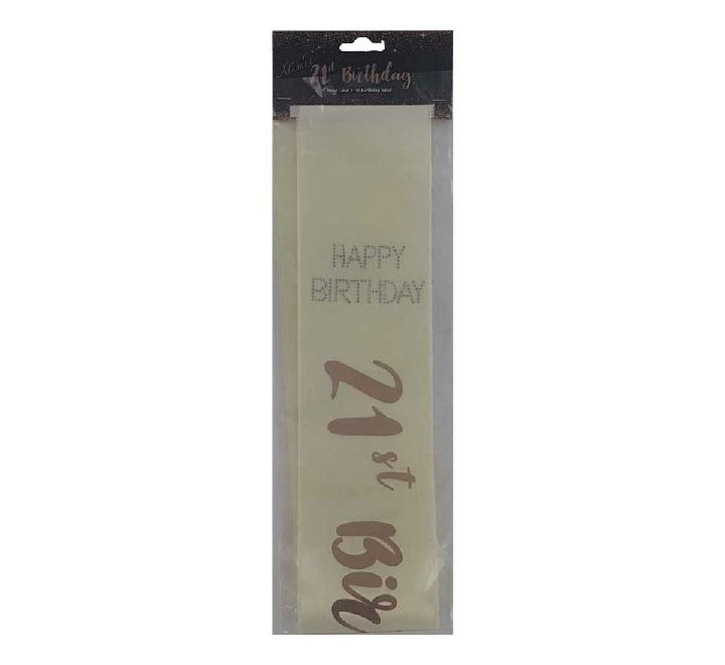 Rose Gold Diamante 21st Happy Birthday Sash | Merthyr Tydfil | Why Not Shop Online