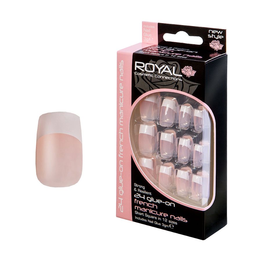 Royal 24 Short Square False Nail Tips French Manicure And Glue | Merthyr Tydfil | Why Not Shop Online