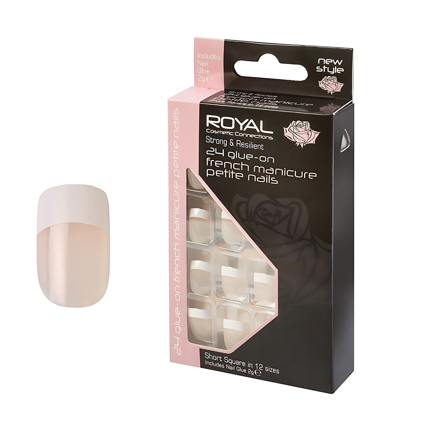 Royal 24 French Manicure Petite Nail Tips with 3g Glue | Why Not Shop