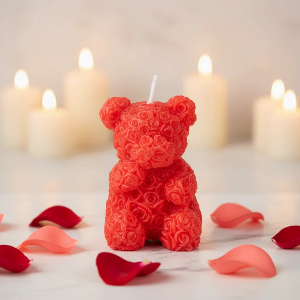 Scented Rose Bear Candle 6.6cm - Why Not Shop