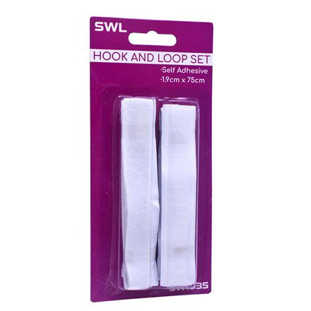 Self Adhesive White Velcro Hook And Loop Set Pack of 2 1.9CM X 75CM | Why Not Shop