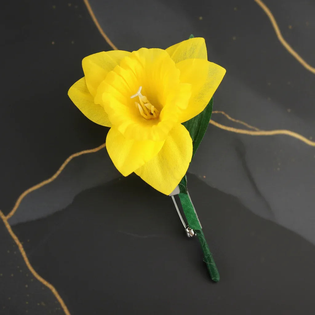 Silk Welsh Daffodil Pin Brooch - Why Not Shop