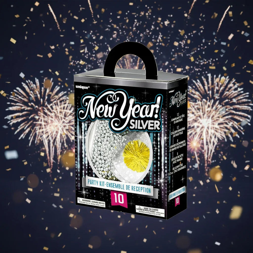 Silver New Year Party Kit For 10 People - Why Not Shop