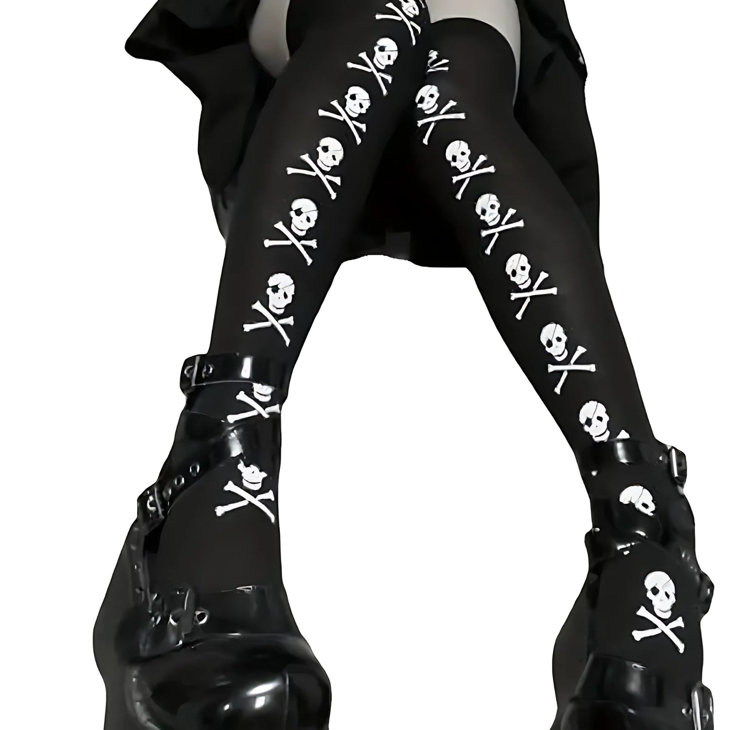 Skull Print Thigh High Socks Halloween Over The Knee Socks | Why Not Shop