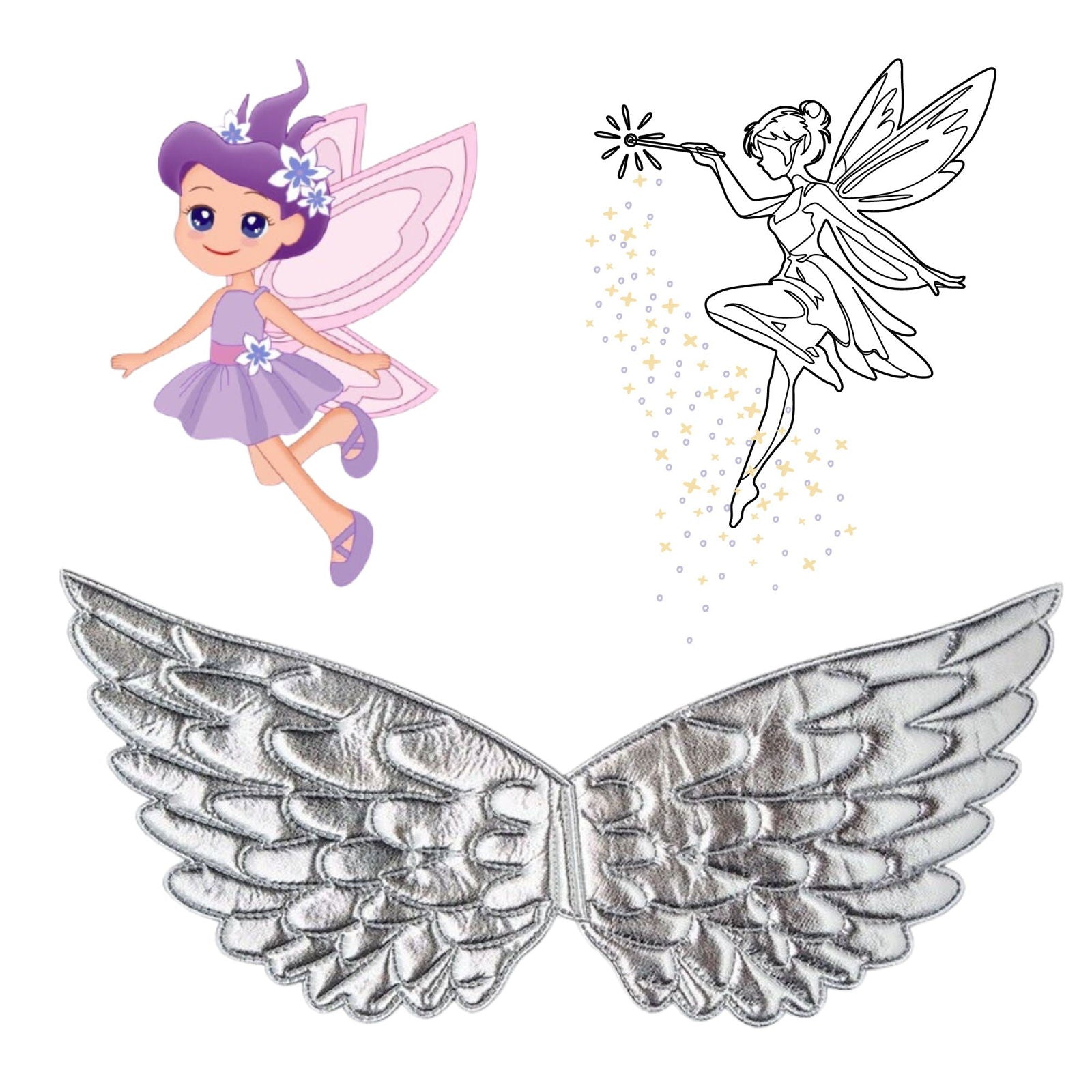 Small Elasticated Childrens Silver Angel Wings | Why Not Shop