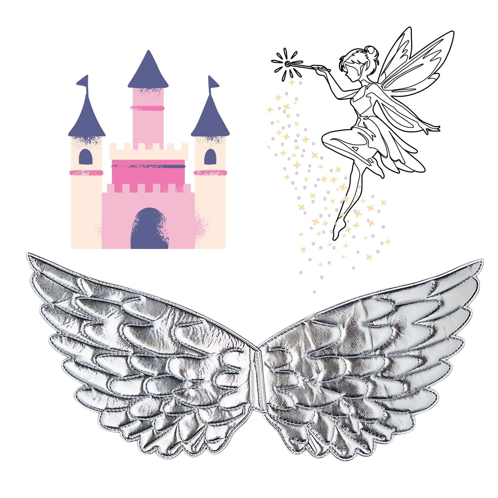 Small Elasticated Childrens Silver Angel Wings | Why Not Shop