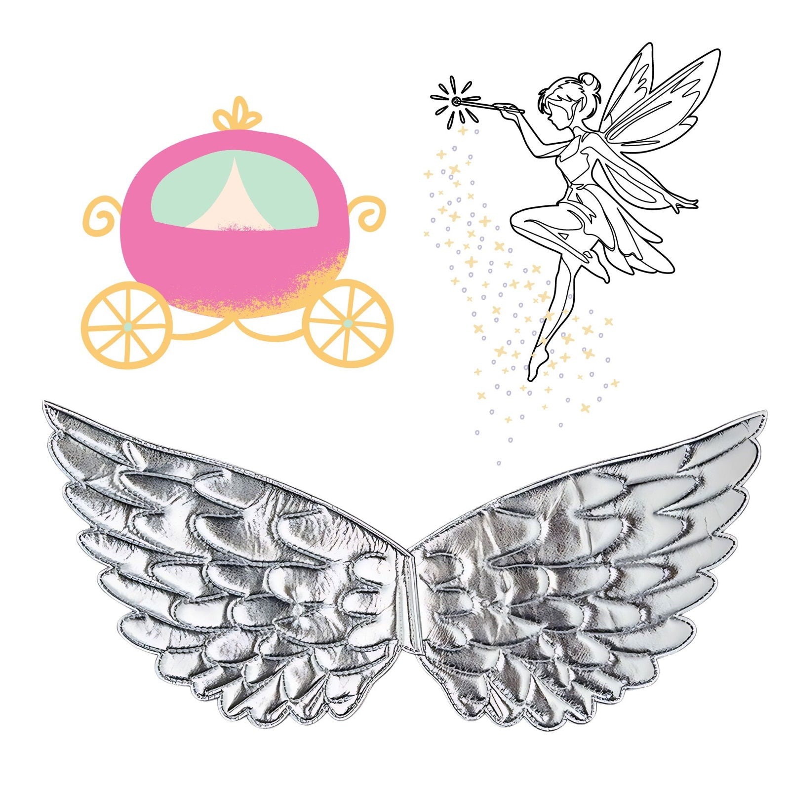 Small Elasticated Childrens Silver Angel Wings | Why Not Shop