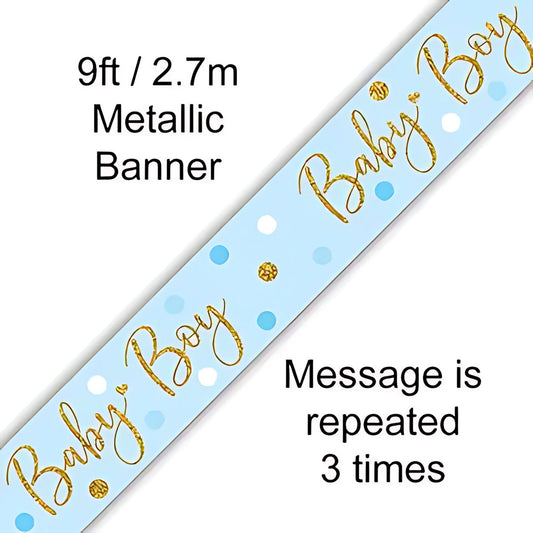 Sparkling Baby Boy Blue Baby Shower Banner with Dots | Merthyr Tydfil | Why Not Shop Online